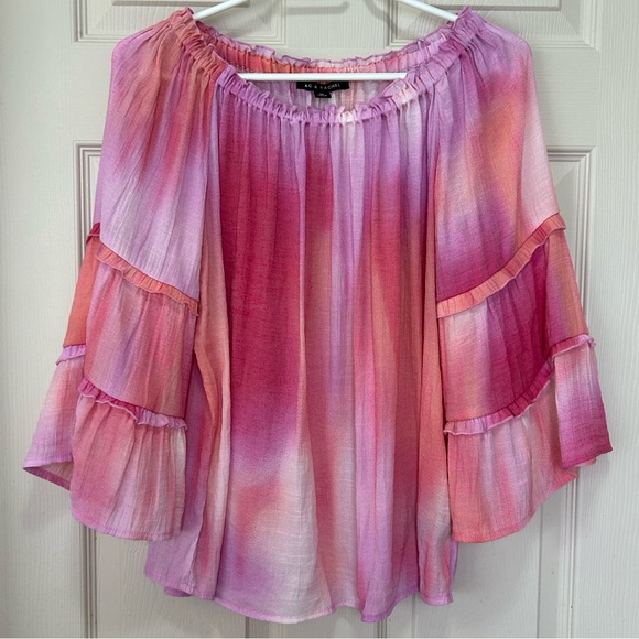 Zac & Rachel Tie-Dye Off The Shoulder Long Sleeve Blouse - Picture 1 of 11